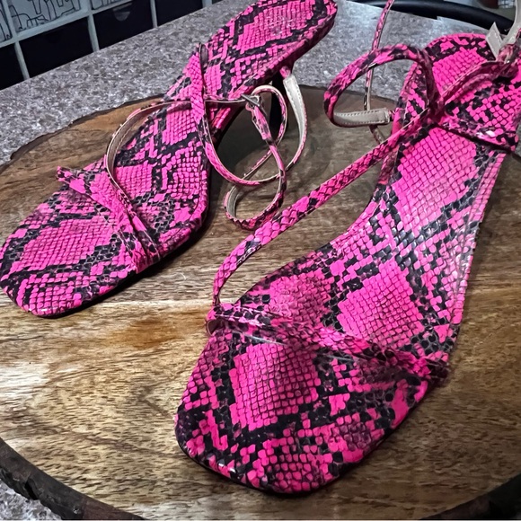 INC International Concepts Shoes - INC International Concepts Fuchsia Snake Print Sandals